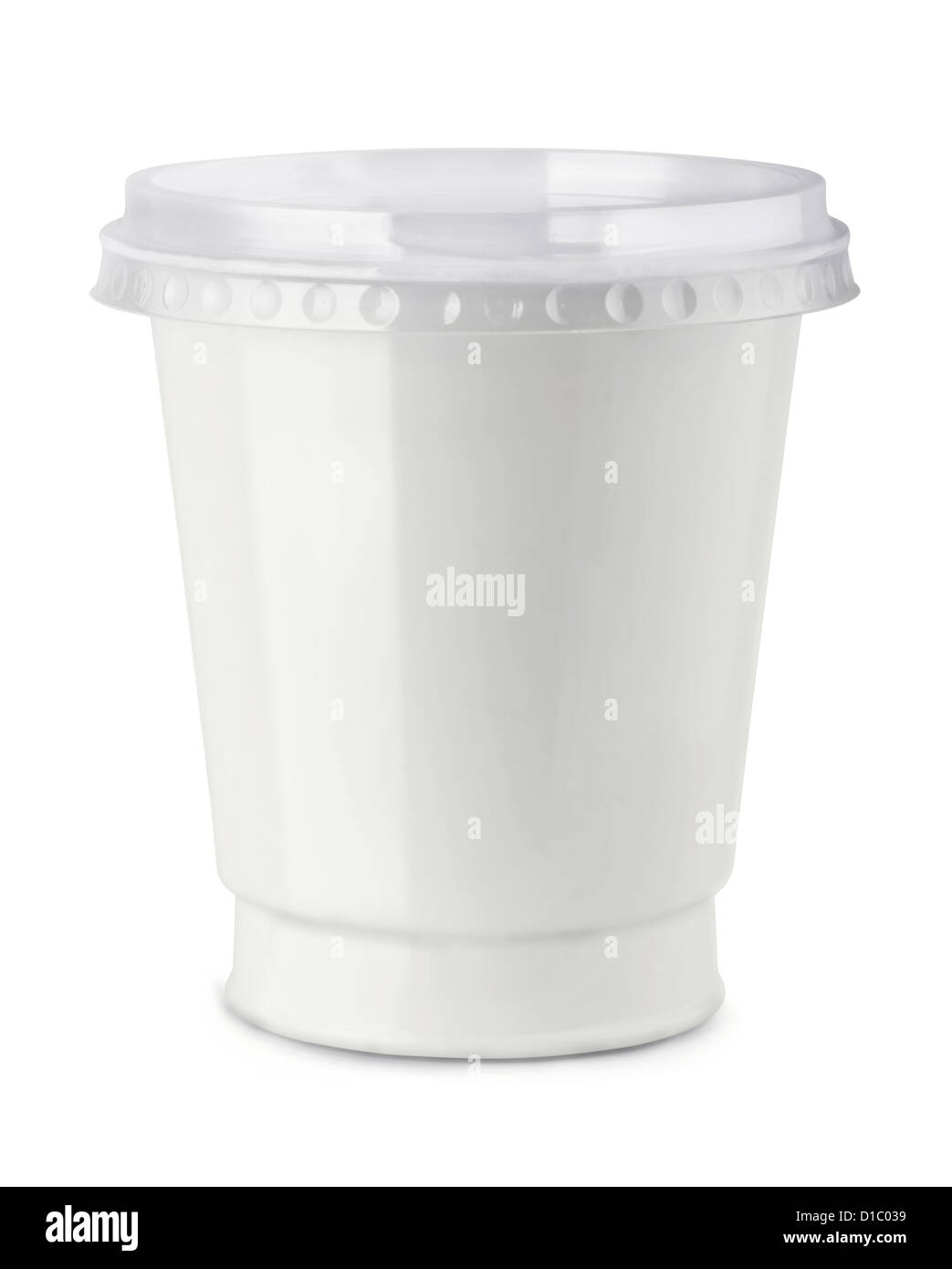 Weiße Kunststoff-Behälter Sauerrahm isoliert auf weiss Stockfoto