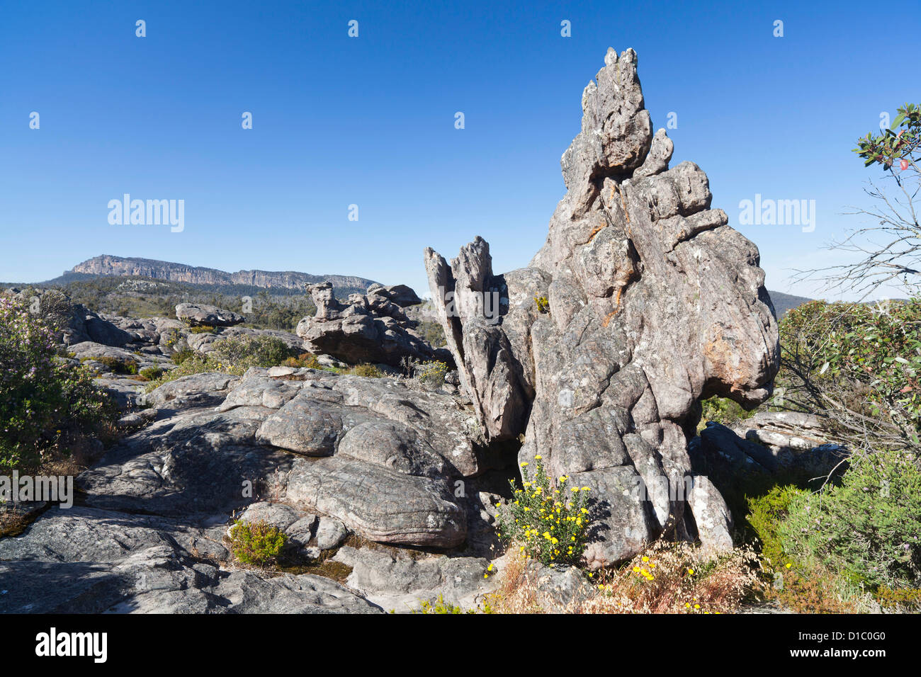 Landschaft in Australien, Victoria, Grampians National Park. Bereich "Wunderland" in der Nähe von The Pinnacles. Stockfoto