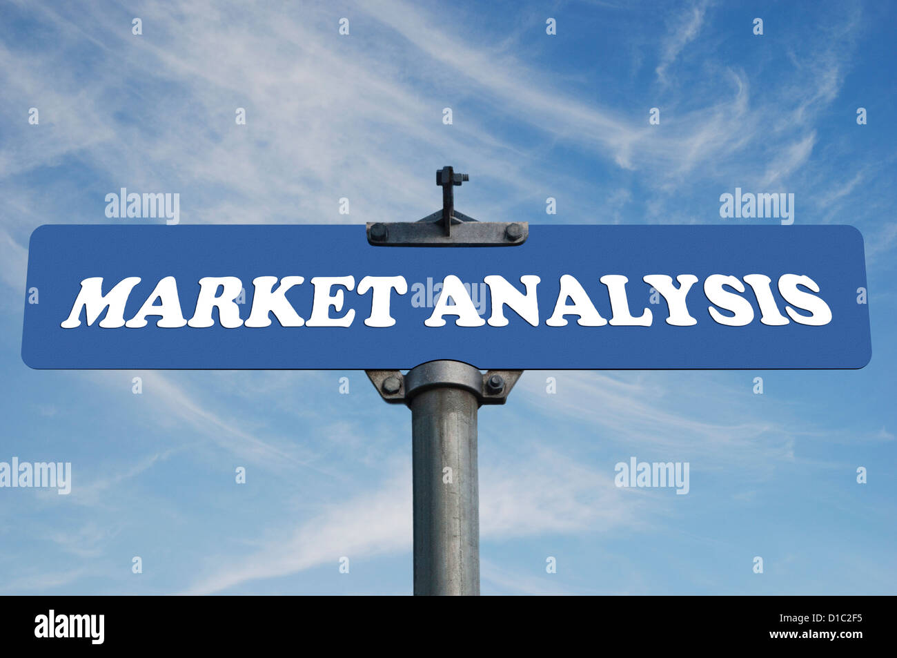 Markt-Analyse-Straßenschild Stockfoto