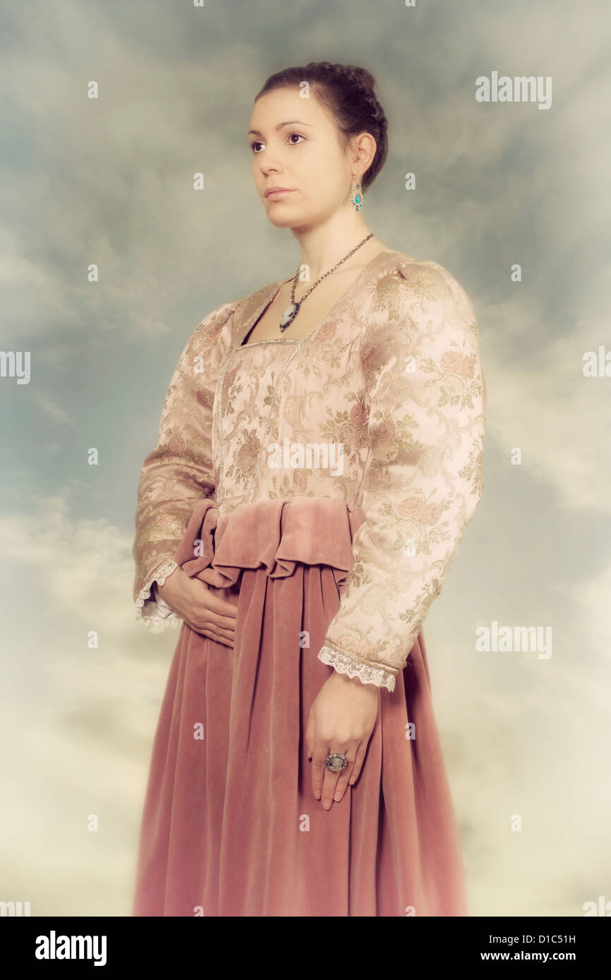 eine Frau in einem viktorianischen Kleid Stockfoto