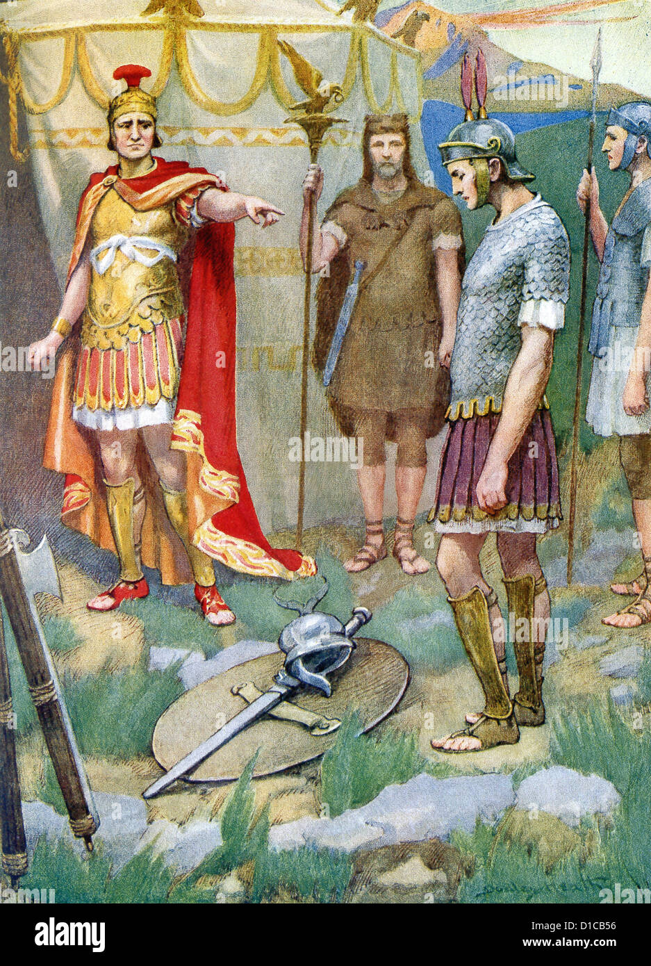Römischer Konsul Manlius Torquatus verurteilt wegen Ungehorsam militärischen Regeln zum Tode des Sohnes. Stockfoto