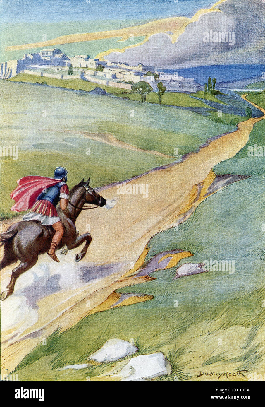 Diese frühen 1900er Jahre Illustration zeigt einen römischen Soldat Rennen nach Rom während des zweiten Punischen Krieges. Stockfoto