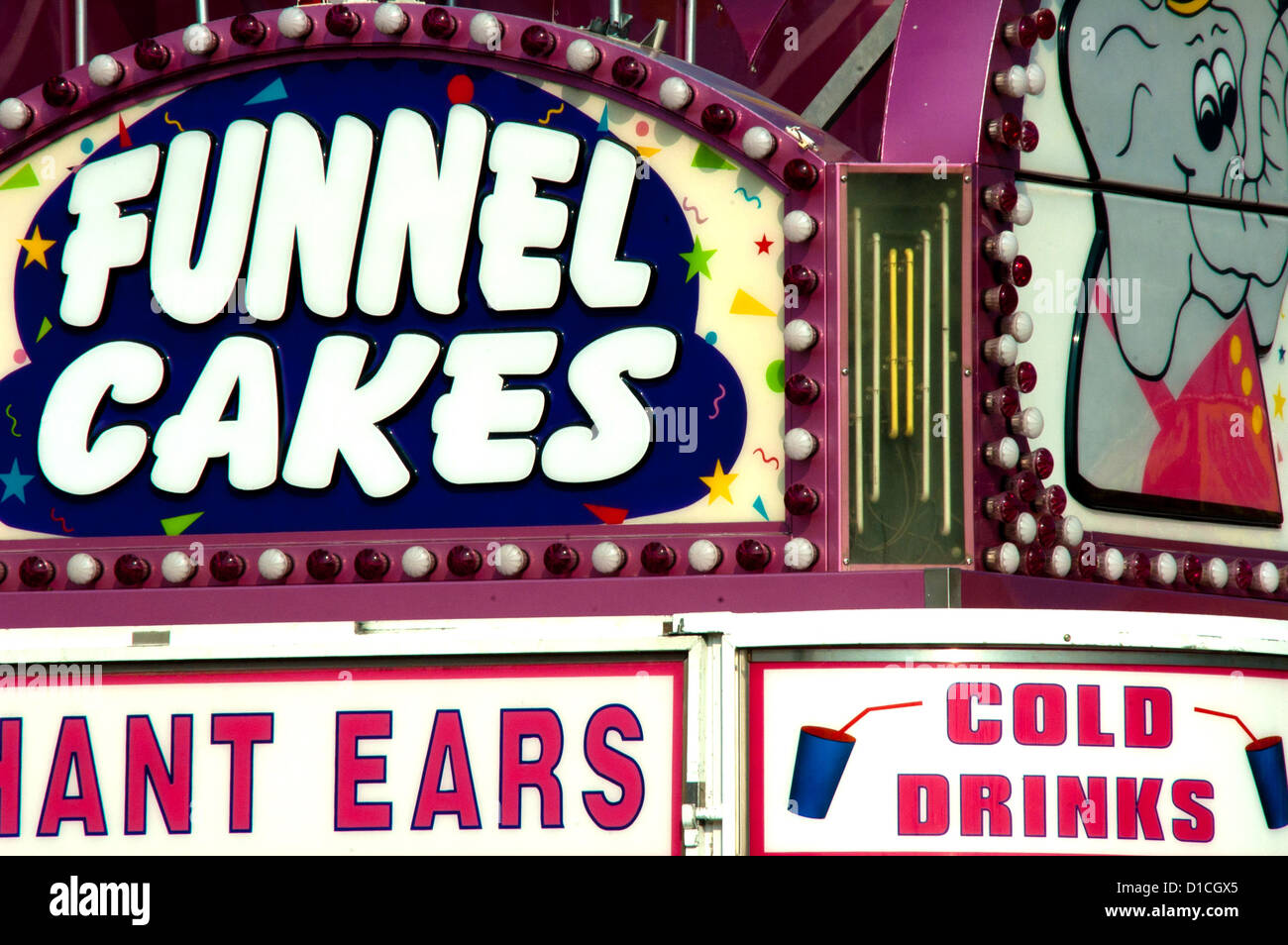 Ein Foto von einem Getränkestand Trichter Kuchen zu verkaufen. Stockfoto