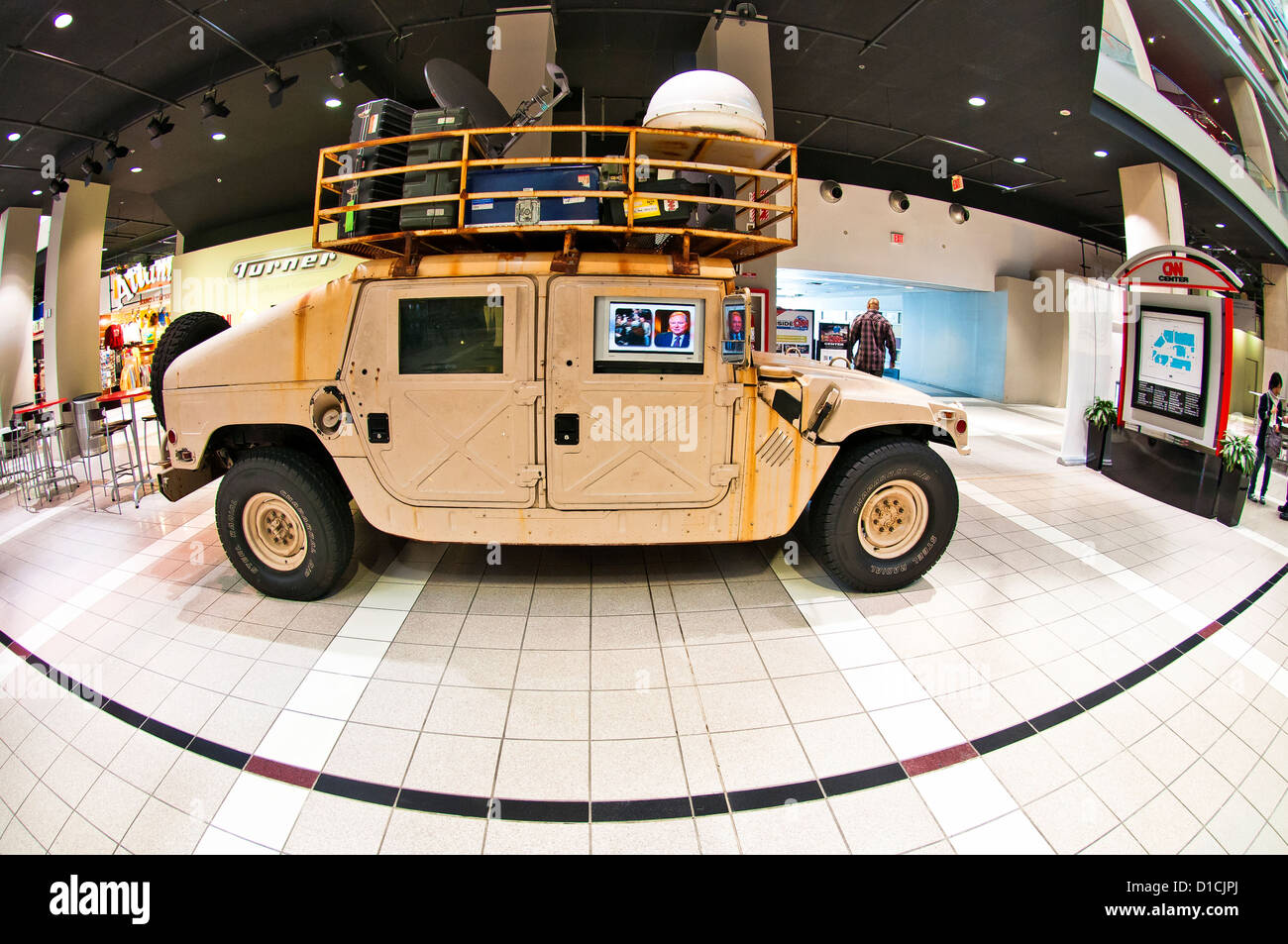 Mobiles Fernsehen Station in CNN Studio, Atlanta, Georgien, USA Stockfoto