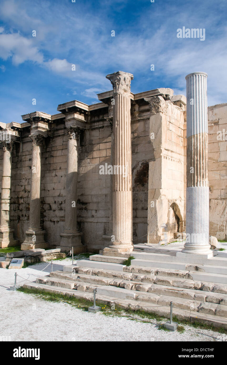 Ruinen der Bibliothek des Hadrian in Monastiraki-Platz, Athen, Griechenland Stockfoto