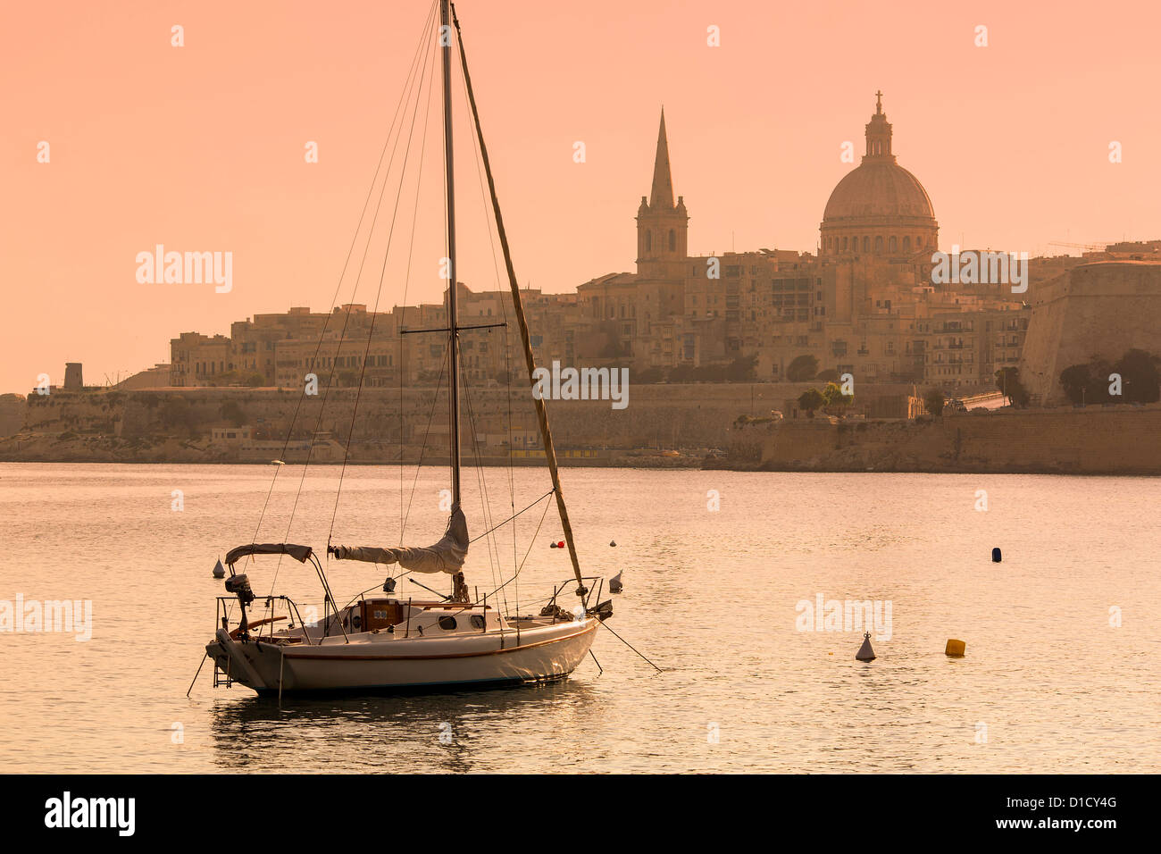 Skyline von Valletta Malta Stockfoto
