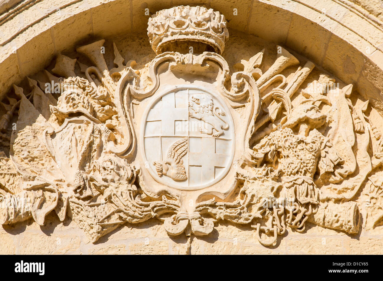 Skulptur auf Mdina Gatter, Mdina, malta Stockfoto