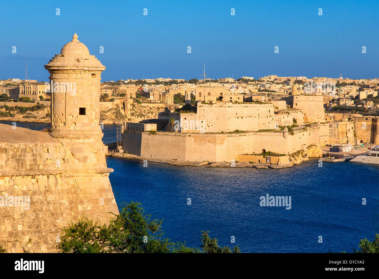 Malta, Valletta, Vittoriosa, Birgu, Fort St. Angelo und waterfront Stockfoto