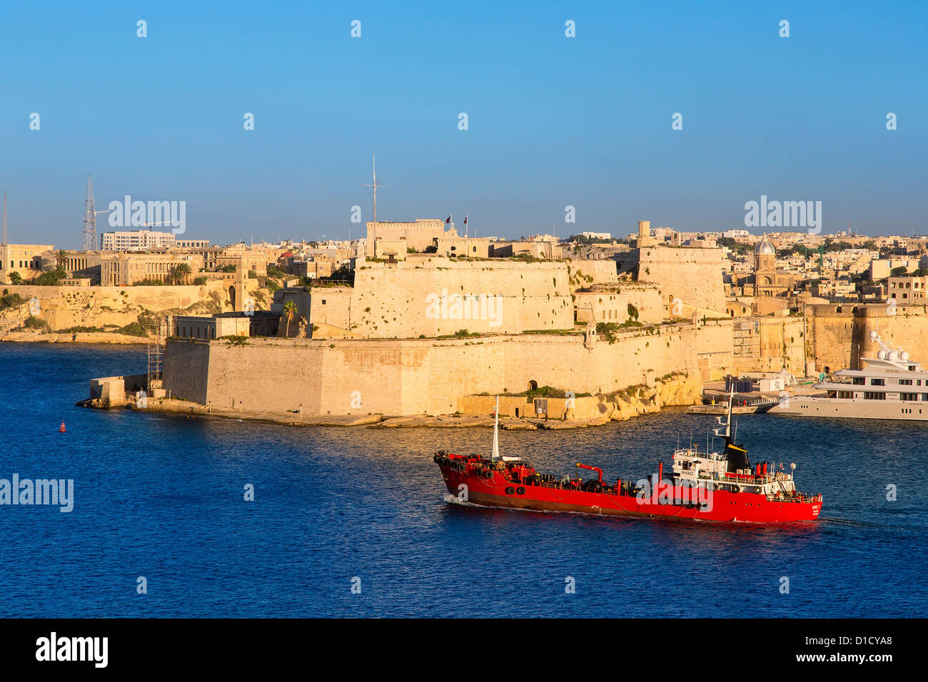 Malta, Valletta, Vittoriosa, Birgu, Fort St. Angelo und waterfront Stockfoto