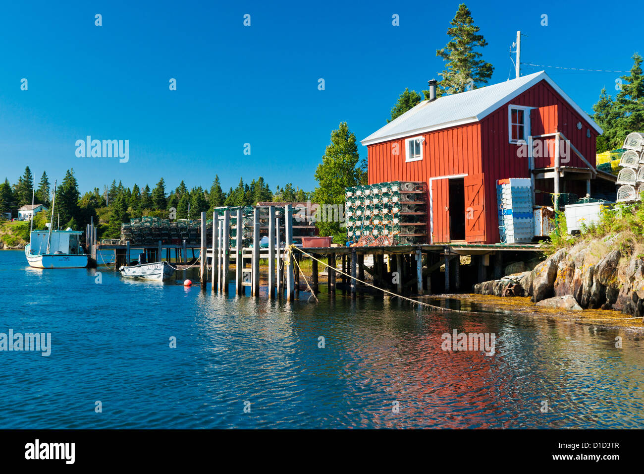 Ein Fischerei-Hütte auf Wolf Gut, Bell Island, Nova Scotia, Kanada. Stockfoto