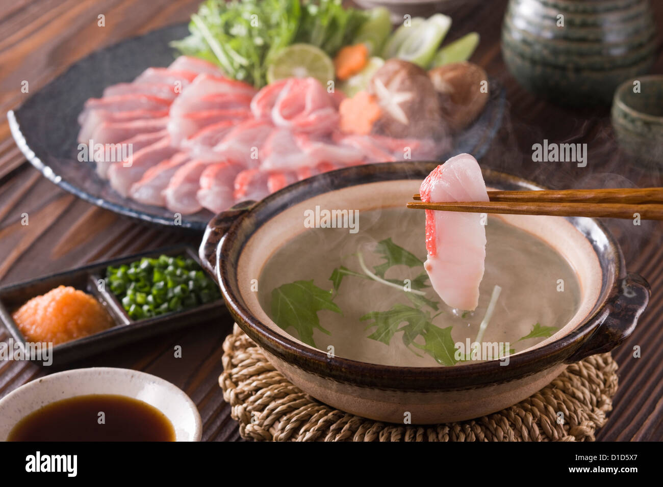 Meeresfrüchte-Shabu-Shabu Stockfoto