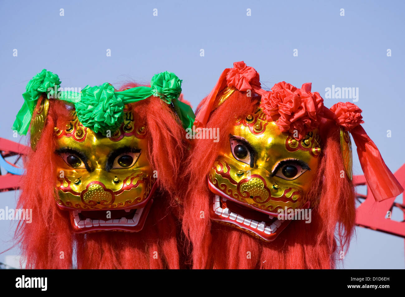 traditionelle chinesische Löwen zum chinesischen Neujahr Feier Tanz Stockfoto