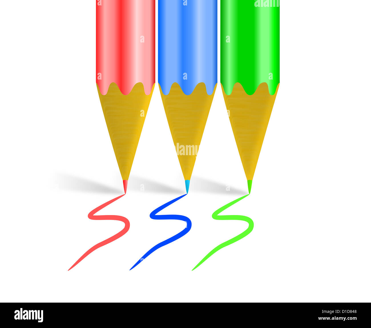 RBG Farbschema mit Buntstiften Stockfoto