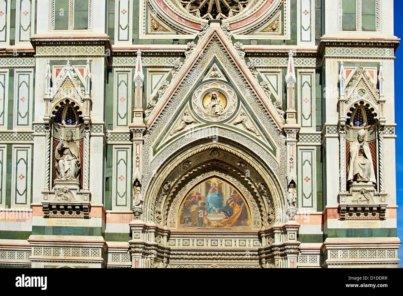 Fassade des der Gotik-Renaissance-Dom von Florenz, Basilika der Heiligen Maria der Blume; Firenza Stockfoto