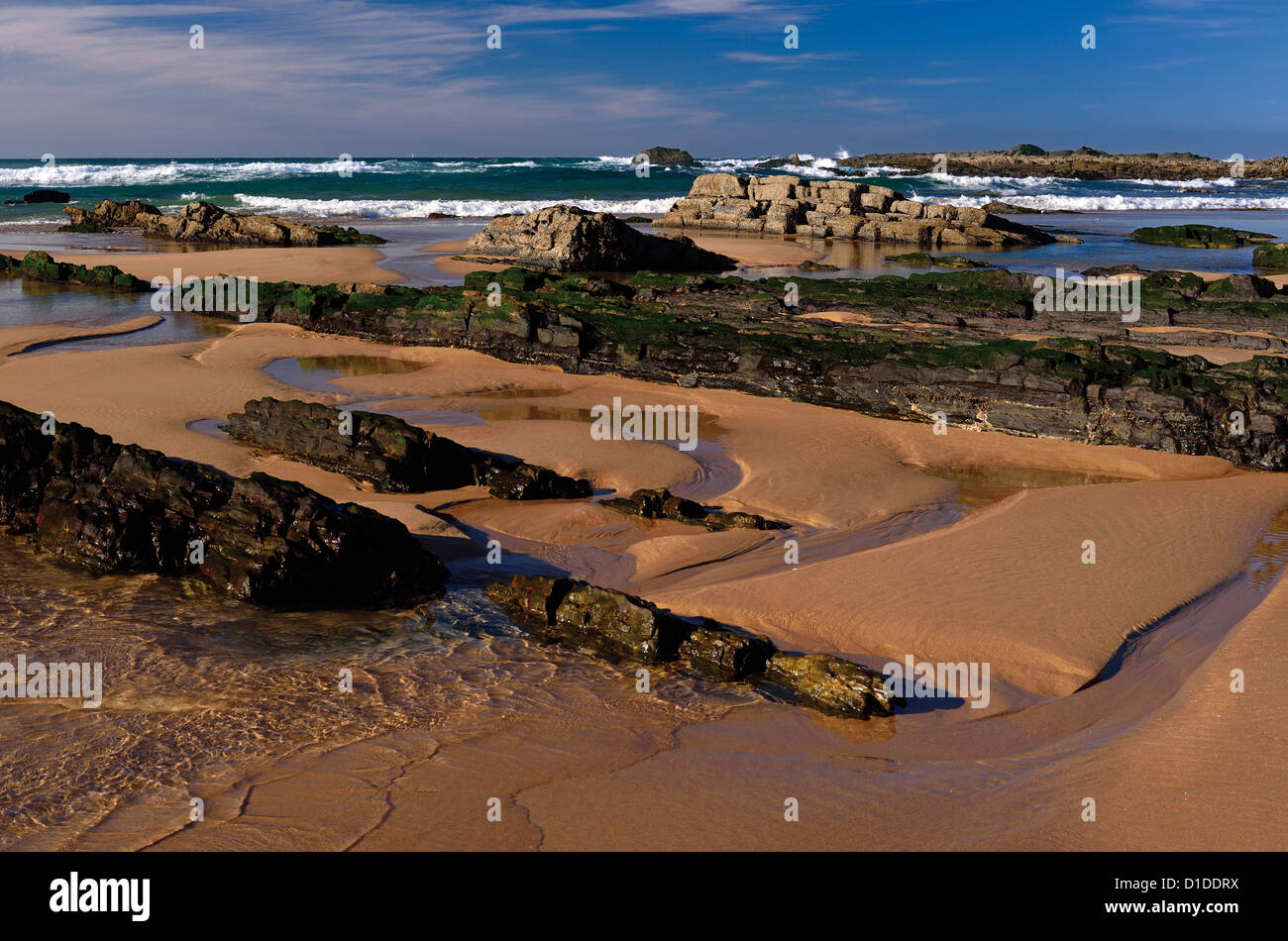 Portugal, Algarve: Ebbe am Strand Praia da Amoreira innen Natur Park Costa Vicentina Stockfoto