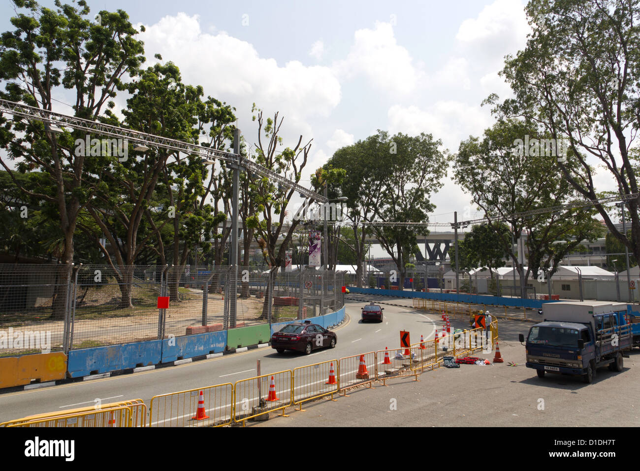Bereitet den Weg für das Formel1 Rennen statt auf den Straßen von Singapur. Das Rennen findet auf den Straßen, keine besondere Strecke Stockfoto