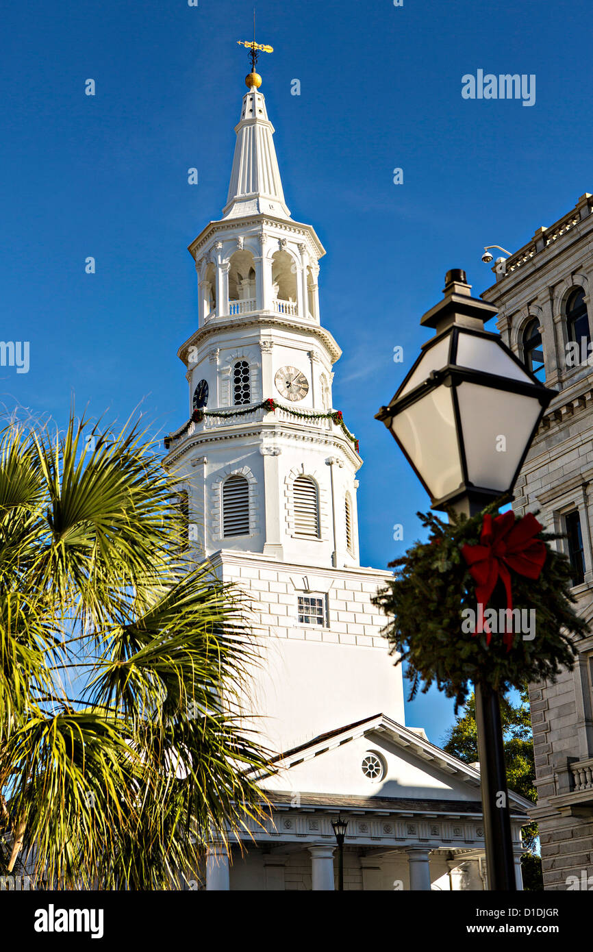 St.-Michaels-Kirche in Charleston, South Carolina. Stockfoto