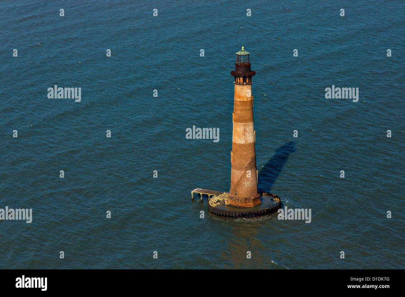 Luftbild der historischen Morris Lighthouse Morris Island, South Carolina. Stockfoto