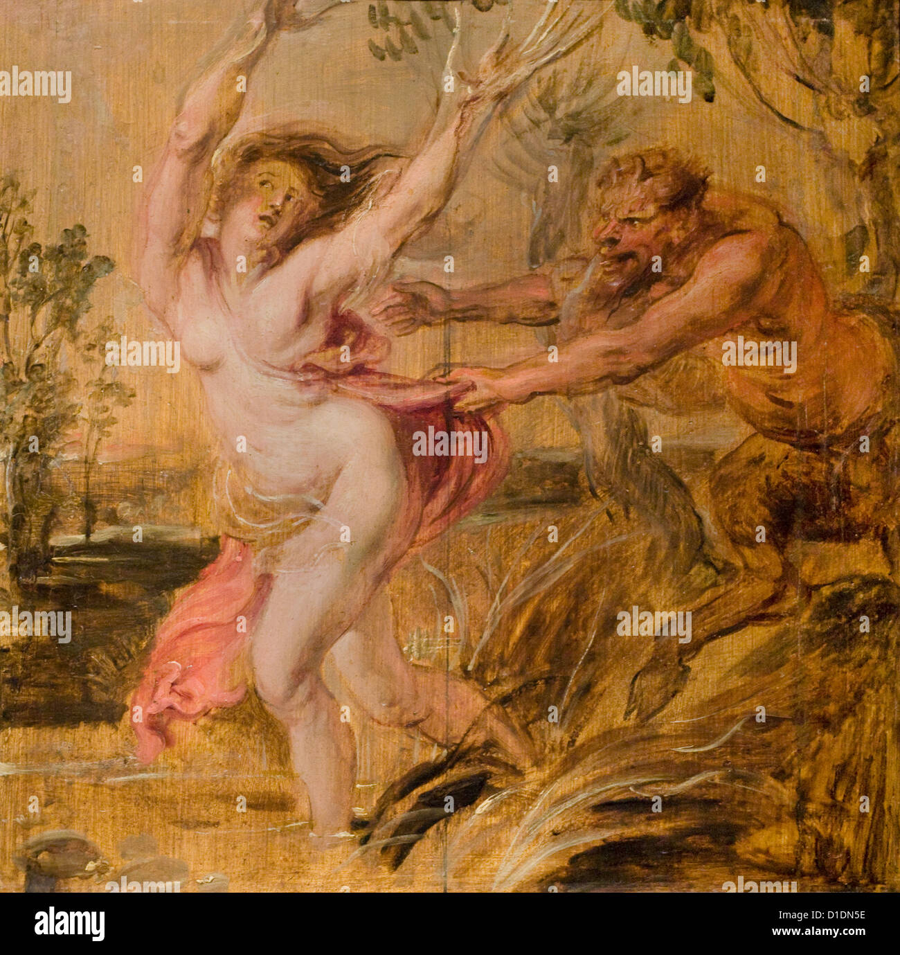 Pierre-Paul Rubens Pan und Syrinx 1636 XVII th Jahrhundert französische Schule Öl auf Holz Musée Bonnat - Bayonne Stockfoto