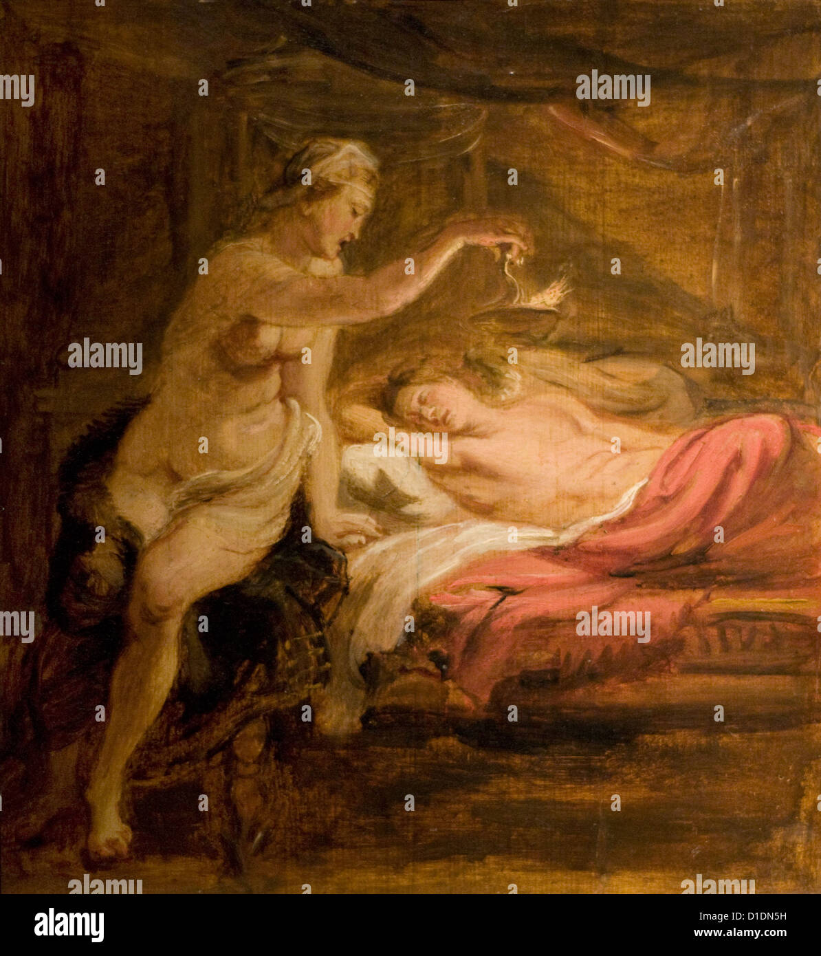 Pierre-Paul Rubens Psyché et l ' Amour Endormi 1636 XVII th Jahrhundert französische Schule Öl auf Holz Musée Bonnat - Bayonne Stockfoto