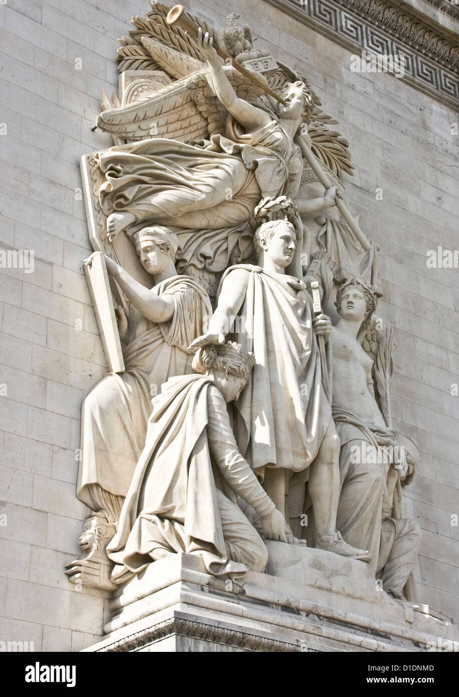 "Le Triomphe de 1810' eine Skulpturengruppe von Jean-Pierre Cortot Arc de Triomphe Paris Frankreich Europa Stockfoto