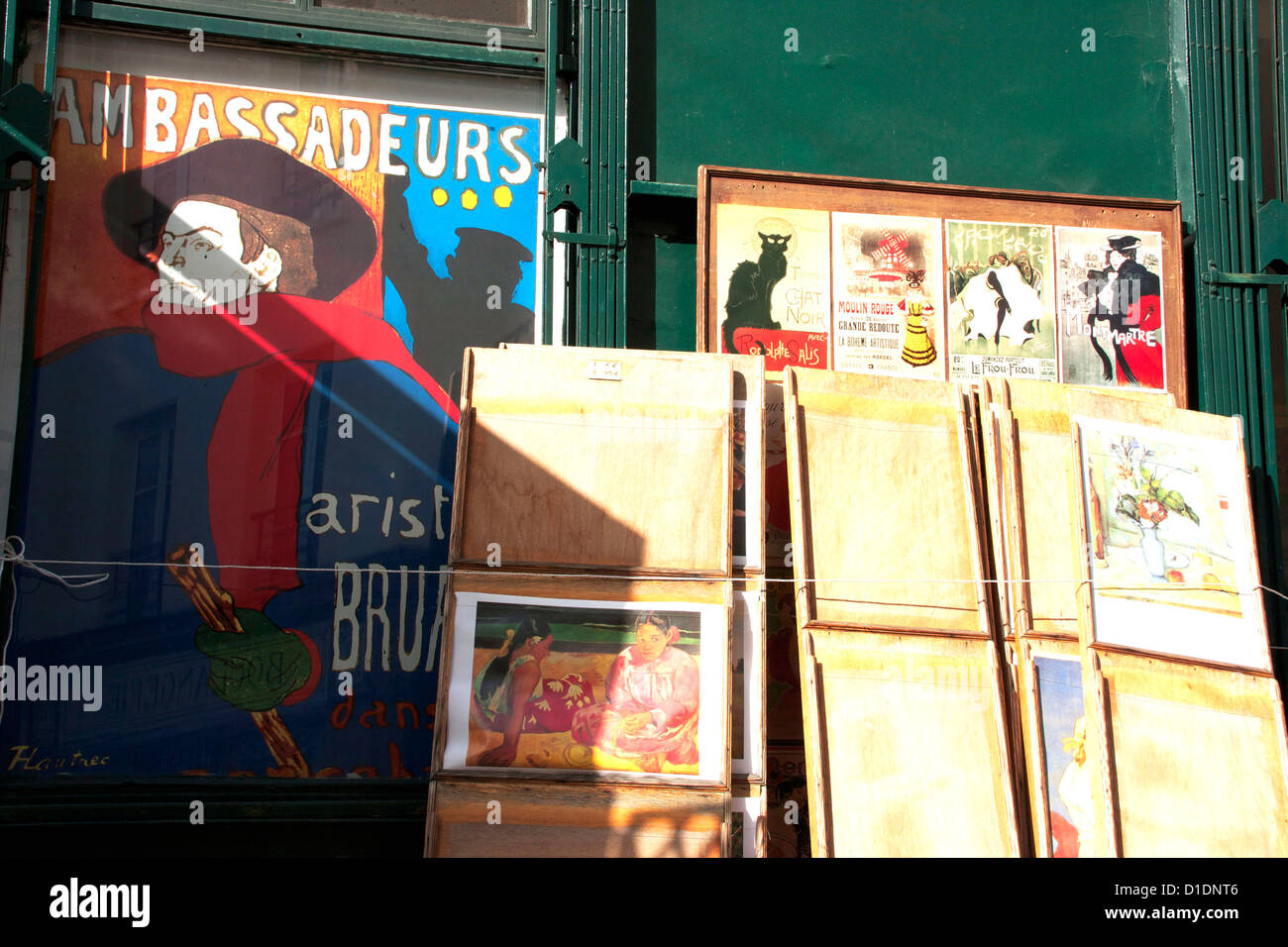 Postkarten und Poster von impressionistischer Kunst zum Verkauf in Montmartre Paris Frankreich Europa Stockfoto