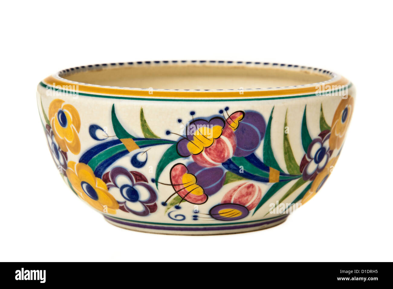 30er Jahre Art Deco handbemalt Obst / Salat bowl von Poole Pottery Stockfoto