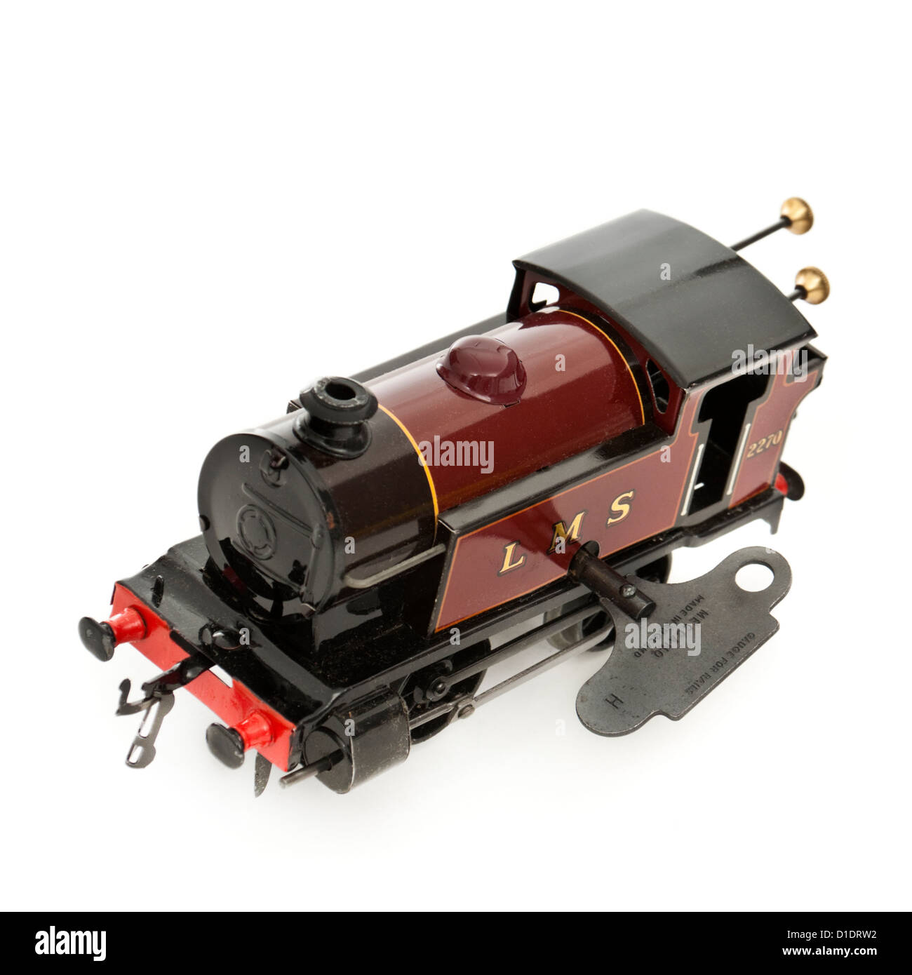 Seltene 50er Jahre Hornby (Meccano) Uhrwerk Weißblech LMS Lokomotive (O-Spur) bei laufender Nummer 2270 Stockfoto