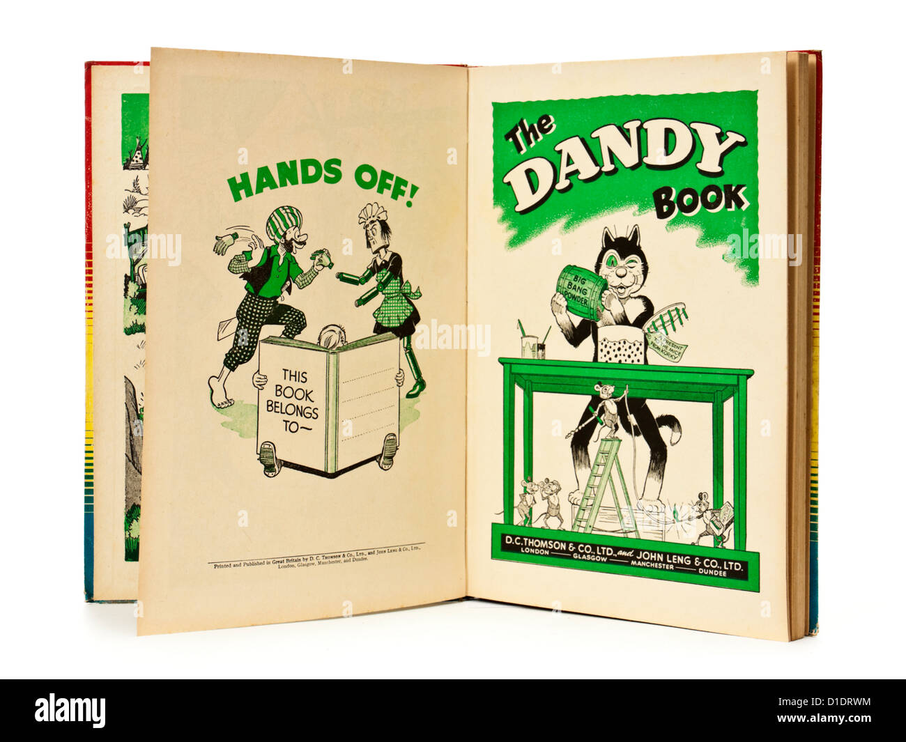 Seltene 50er Jahre jährliche Dandy mit Korky die Katze und Desperate Dan Stockfoto