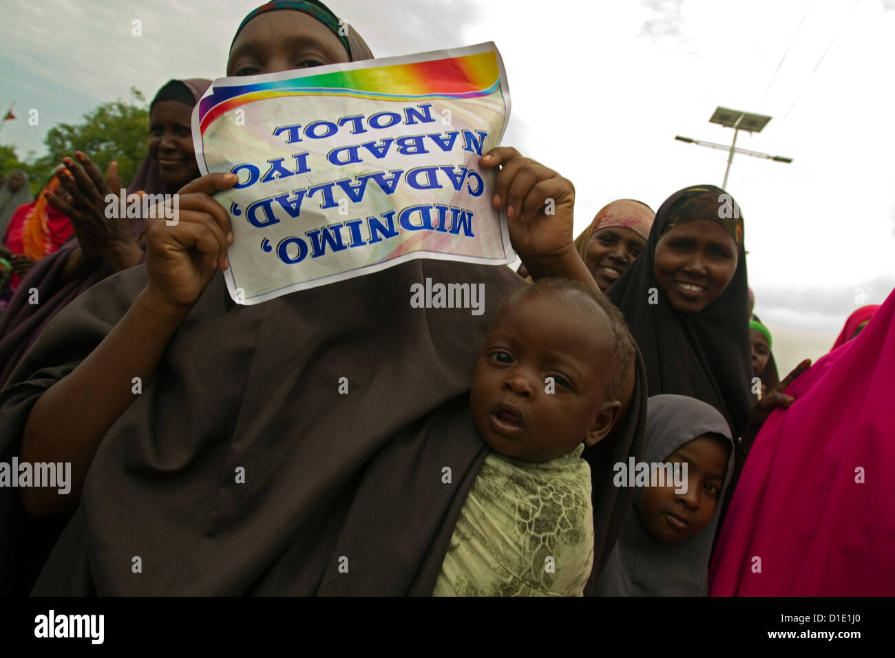 Somalis Frauen Demonstration über neue Verfassung und Democtaric Rechte für Frauen Mogadischu Somalia Stockfoto