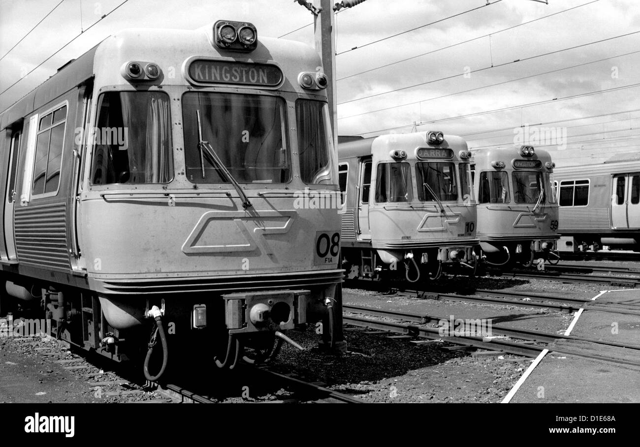 Queensland Eisenbahnen Multiple-Elektroherde Mayne Depot, Brisbane, Australien. 1987 Stockfoto