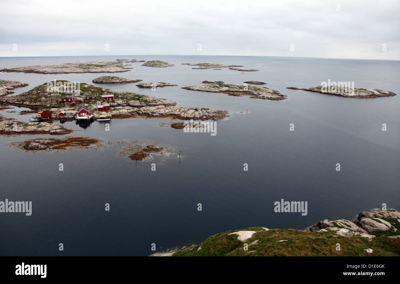 Blick vom Leuchtturm Zweisimmen über Schären, Froan Inseln, West-Norwegen, Norwegen, Skandinavien, Europa Stockfoto
