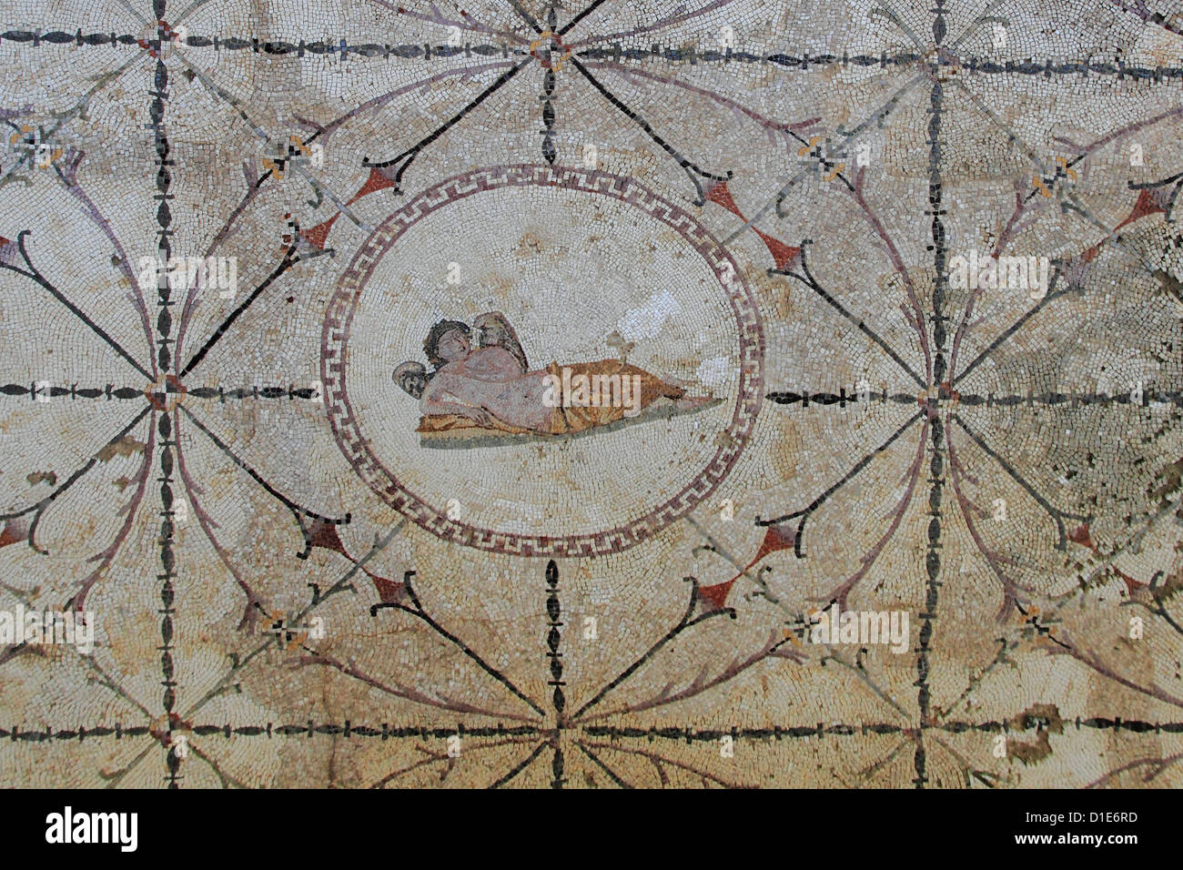 Mosaik von Hypnos, griechischen Gott der Träume, Schlafsaal der römischen Villa, Risan, Bucht von Kotor, Montenegro, Europa Stockfoto
