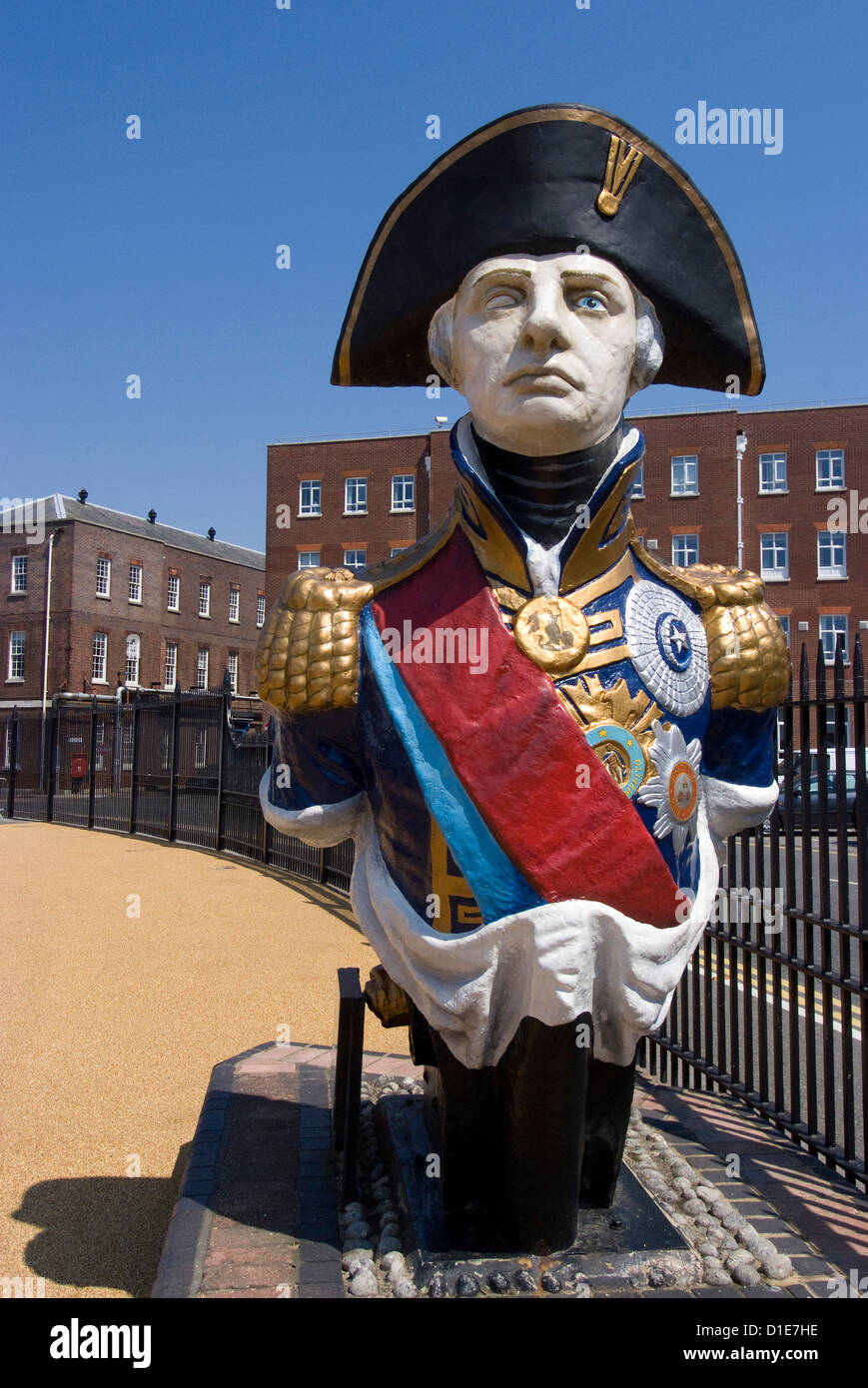 Schiff-Aushängeschild von Admiral Nelson, historischen Docks Portsmouth, Portsmouth, Hampshire, England, Vereinigtes Königreich, Europa Stockfoto