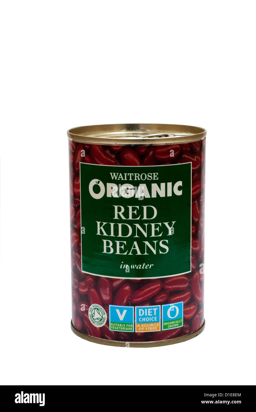 Eine Dose von Waitrose Bio rote Kidney-Bohnen. Stockfoto