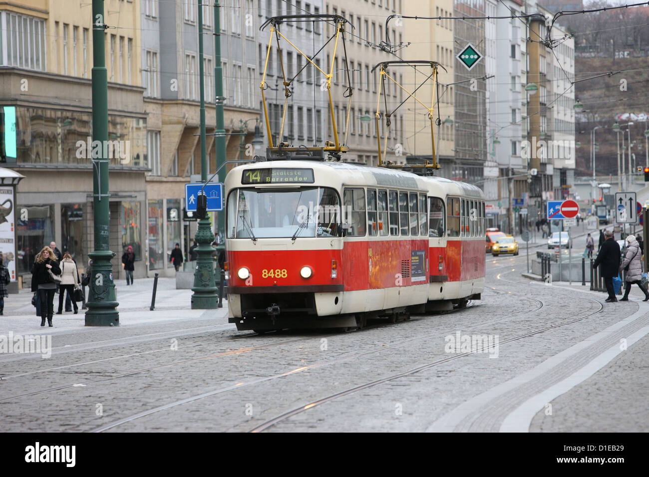 Straßenbahn, Prager Altstadt, Prag, Tschechische gehisst, Europa Stockfoto