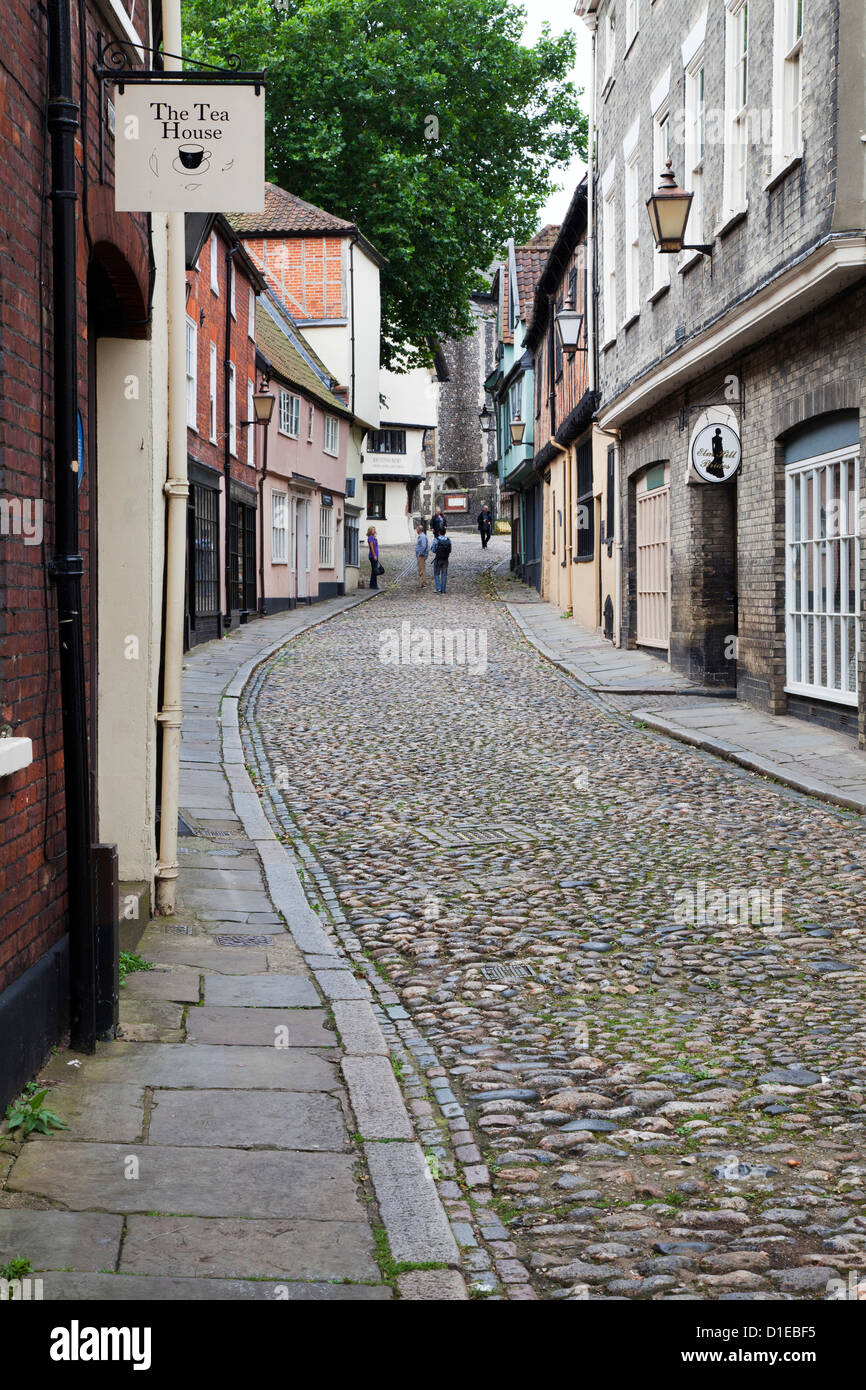 Elm Hill, Norwich, Norfolk, England, Vereinigtes Königreich, Europa Stockfoto