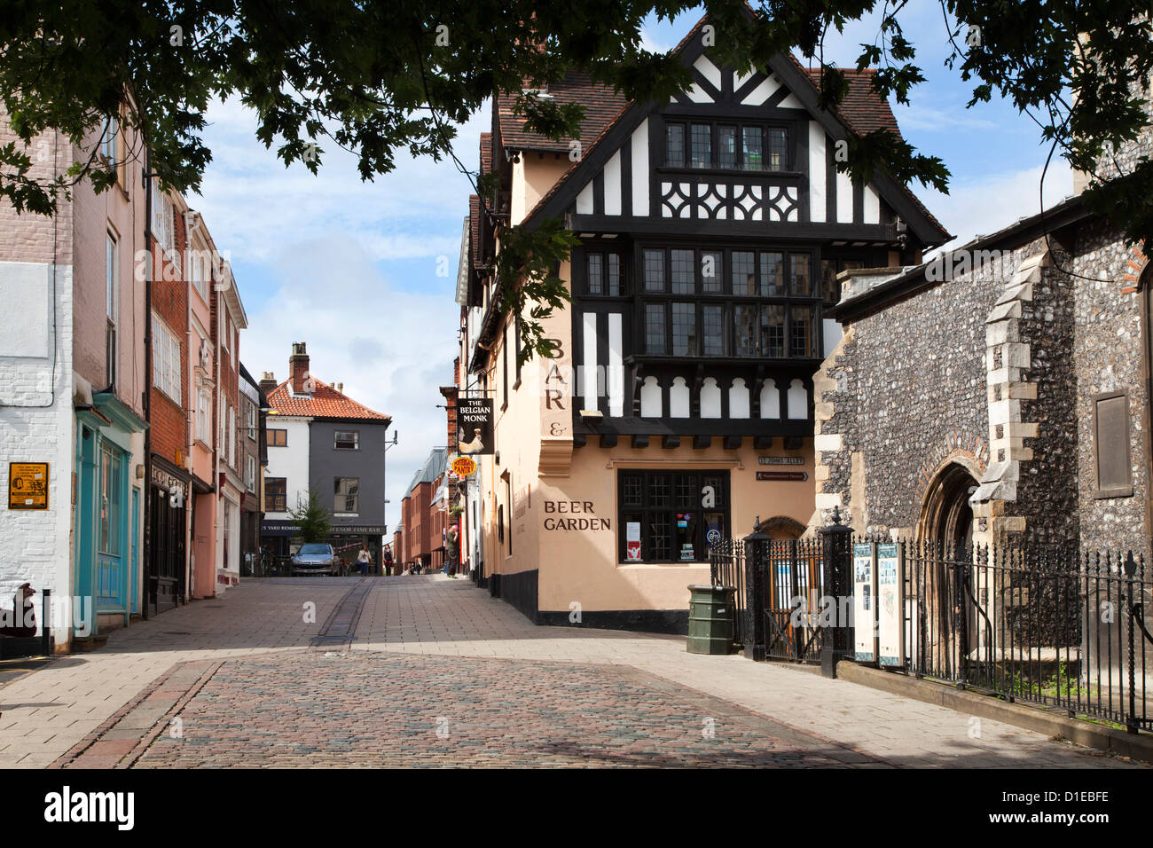 Pottergate, einer Fußgängerzone in Norwich, Norfolk, England, Vereinigtes Königreich, Europa Stockfoto