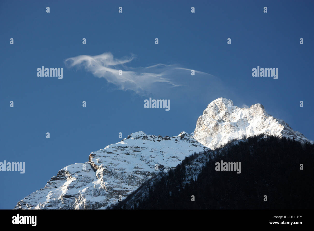 Berg im Winter, Winter hängen des Kaukasus, Dombay, Russland Stockfoto