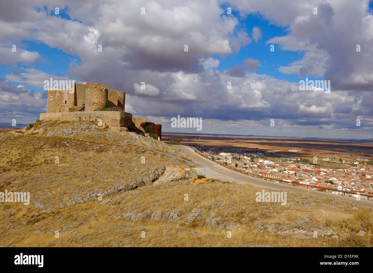 Burg der Ritter von St. Johannes von Jerusalem, Consuegra, Provinz Toledo, Route des Don Quijote, Castilla-La Mancha, Spanien Stockfoto