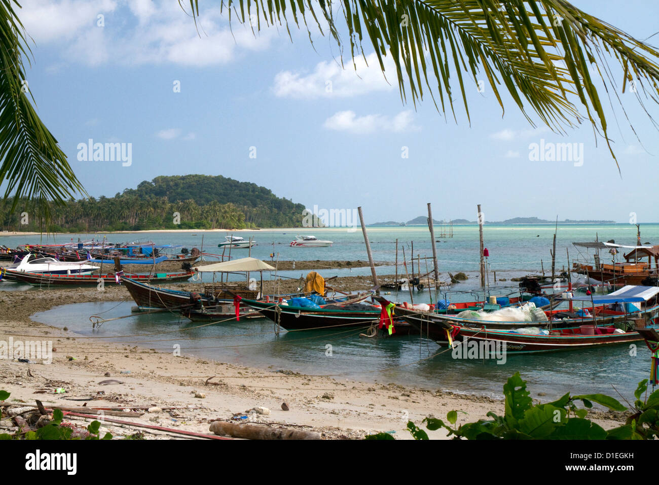 Angelboote/Fischerboote in den Golf von Thailand auf der Insel Ko Samui, Thailand. Stockfoto