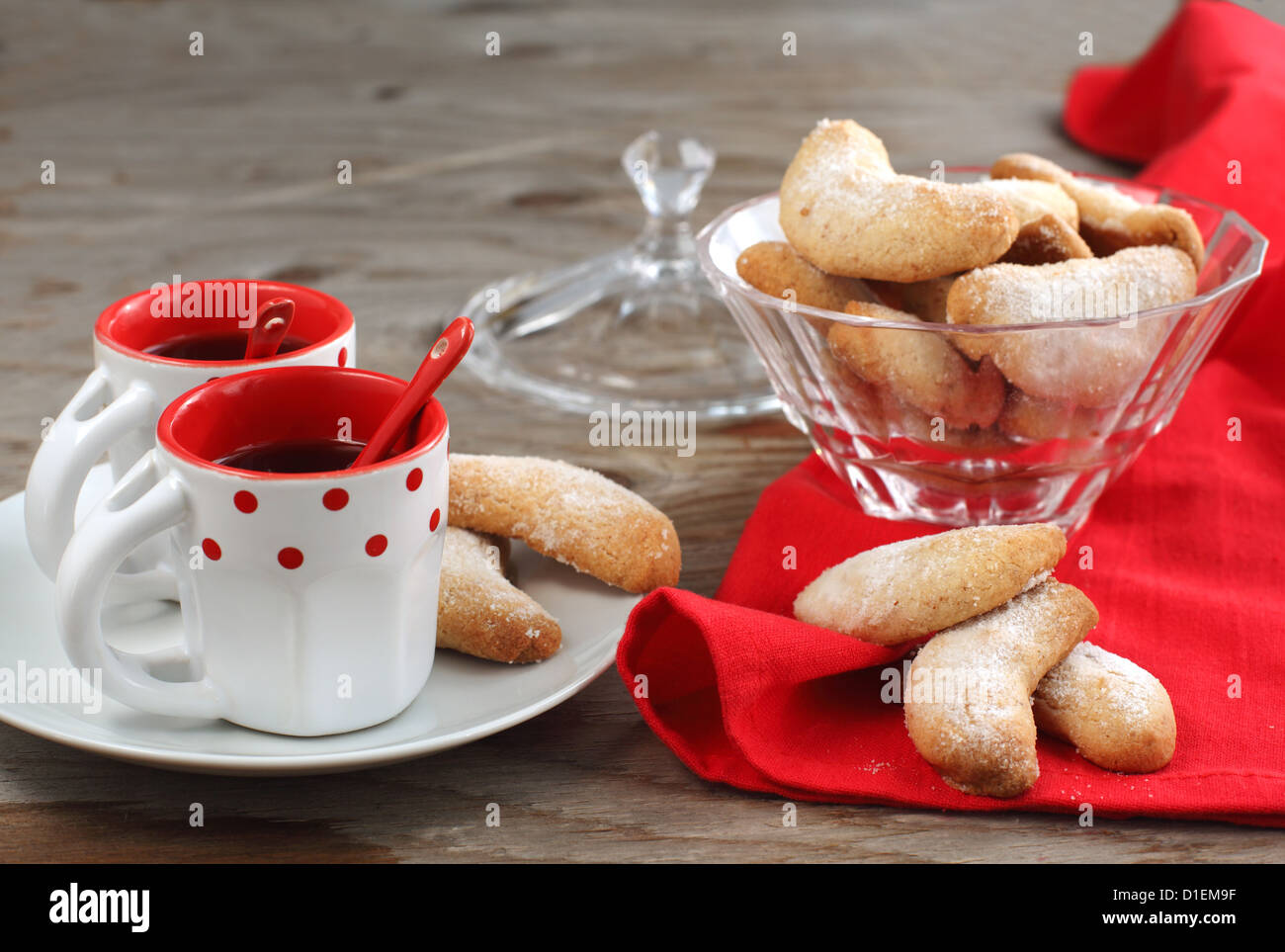 Halbmonde Vanille und Mandel cookies Stockfoto