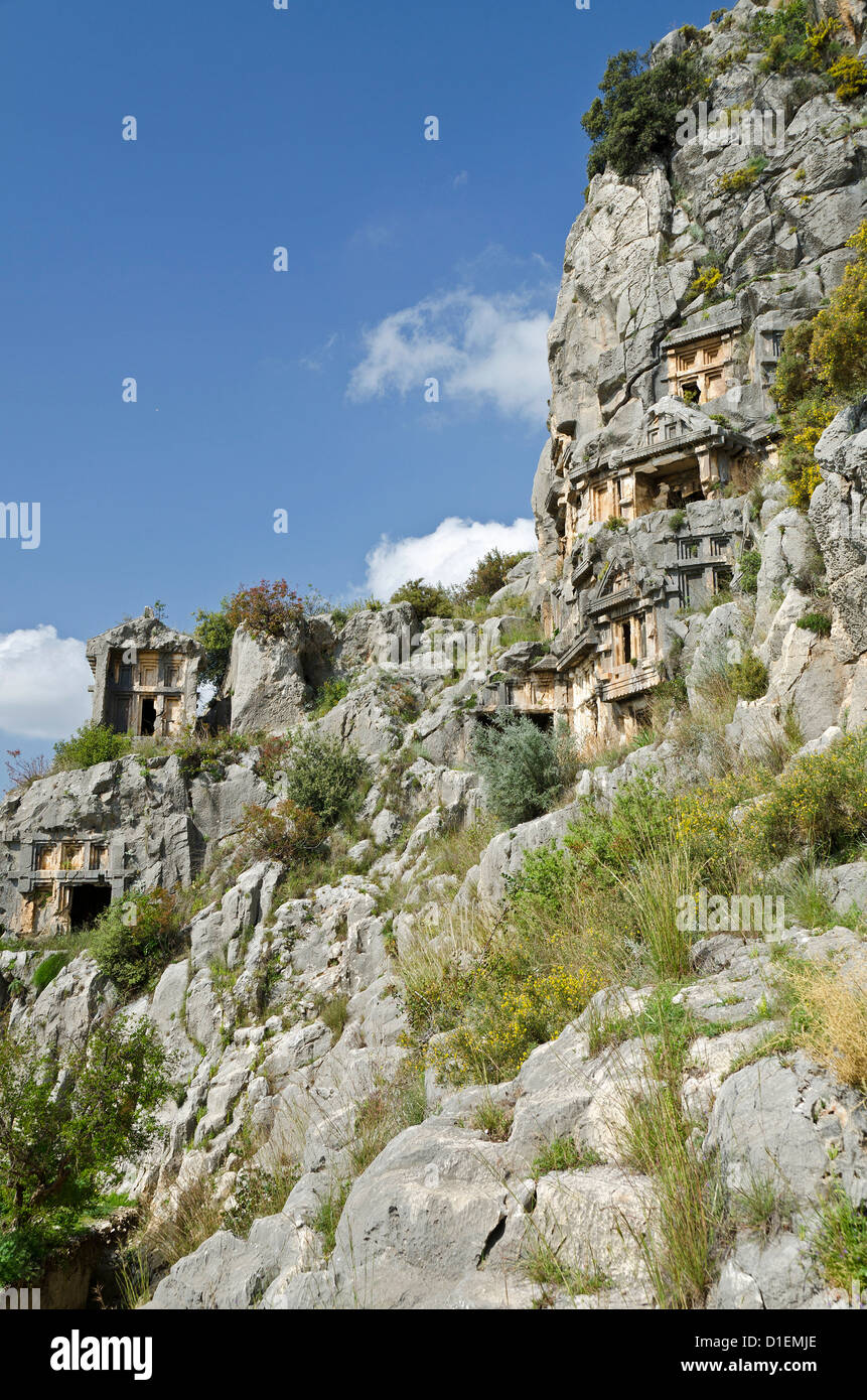 Lykische Felsengräber in Myra, Türkei Stockfoto