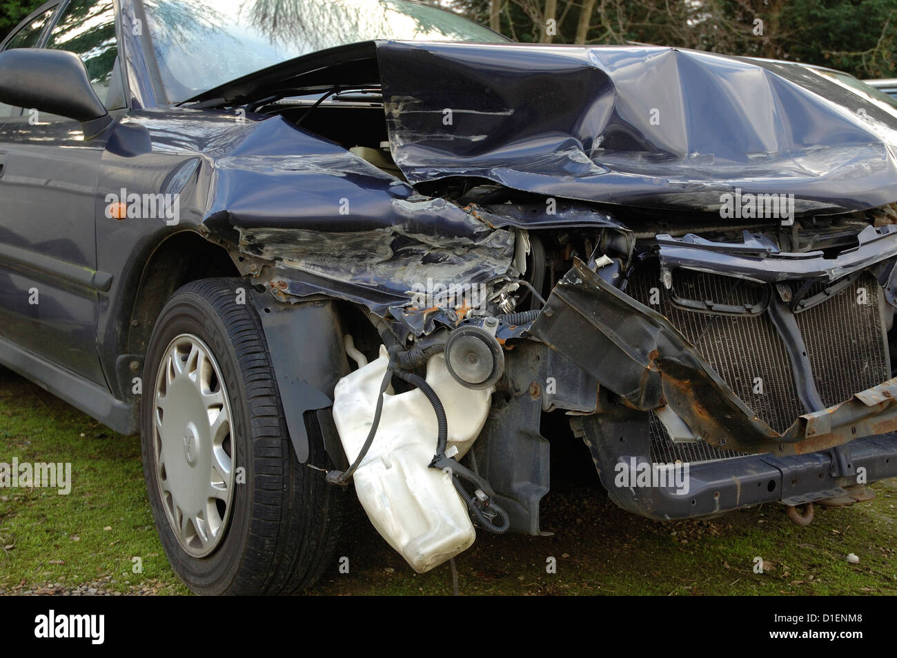 Unfall beschädigt Auto Stockfoto