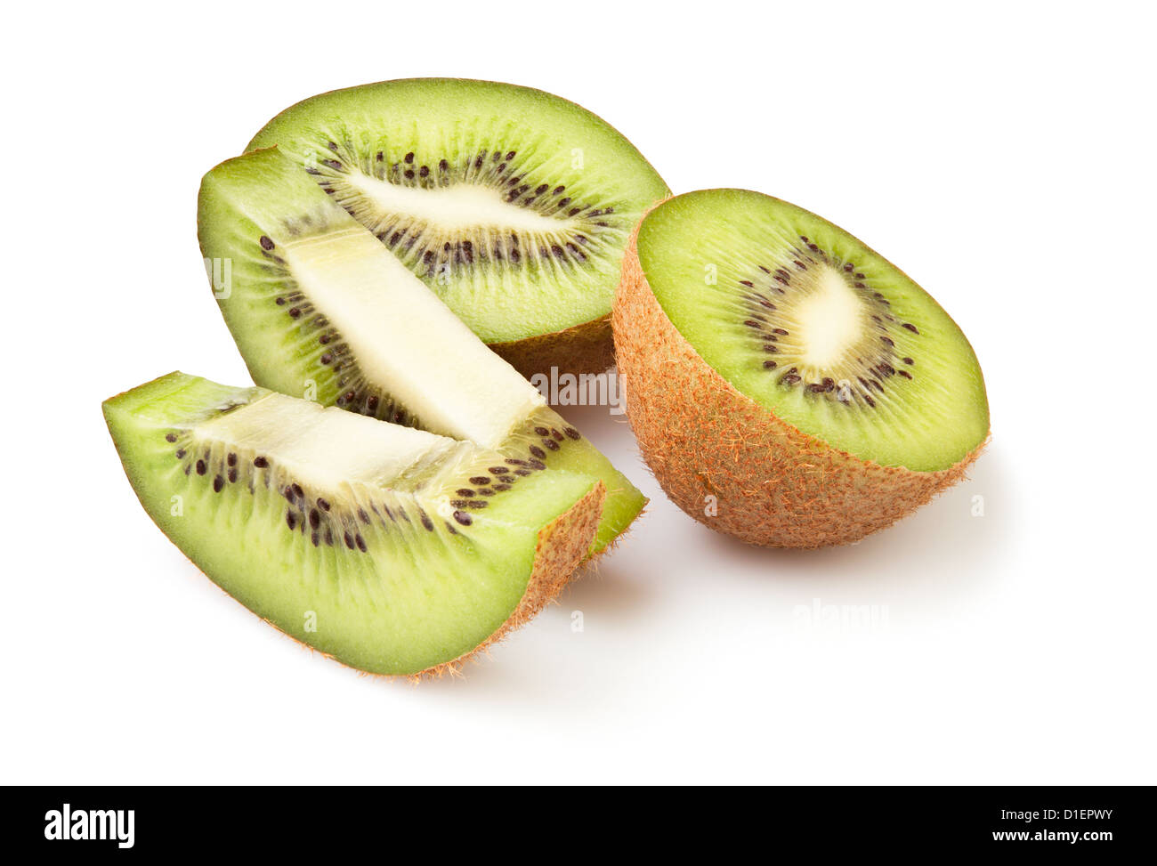 Kiwi schneiden auf weißem Hintergrund Stockfoto