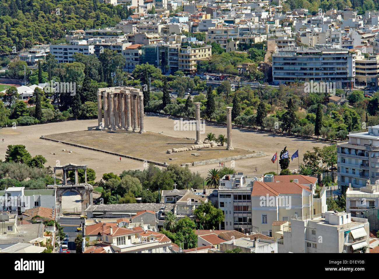 Tempel des Olympischen Zeus, Athen, Griechenland Stockfoto