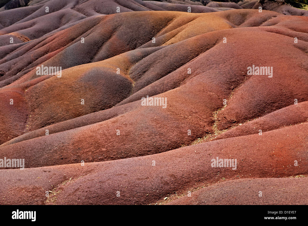 Sieben farbige Erden, in der Nähe von Chamarel, Mauritius, Inseln im Indischen Ozean Stockfoto