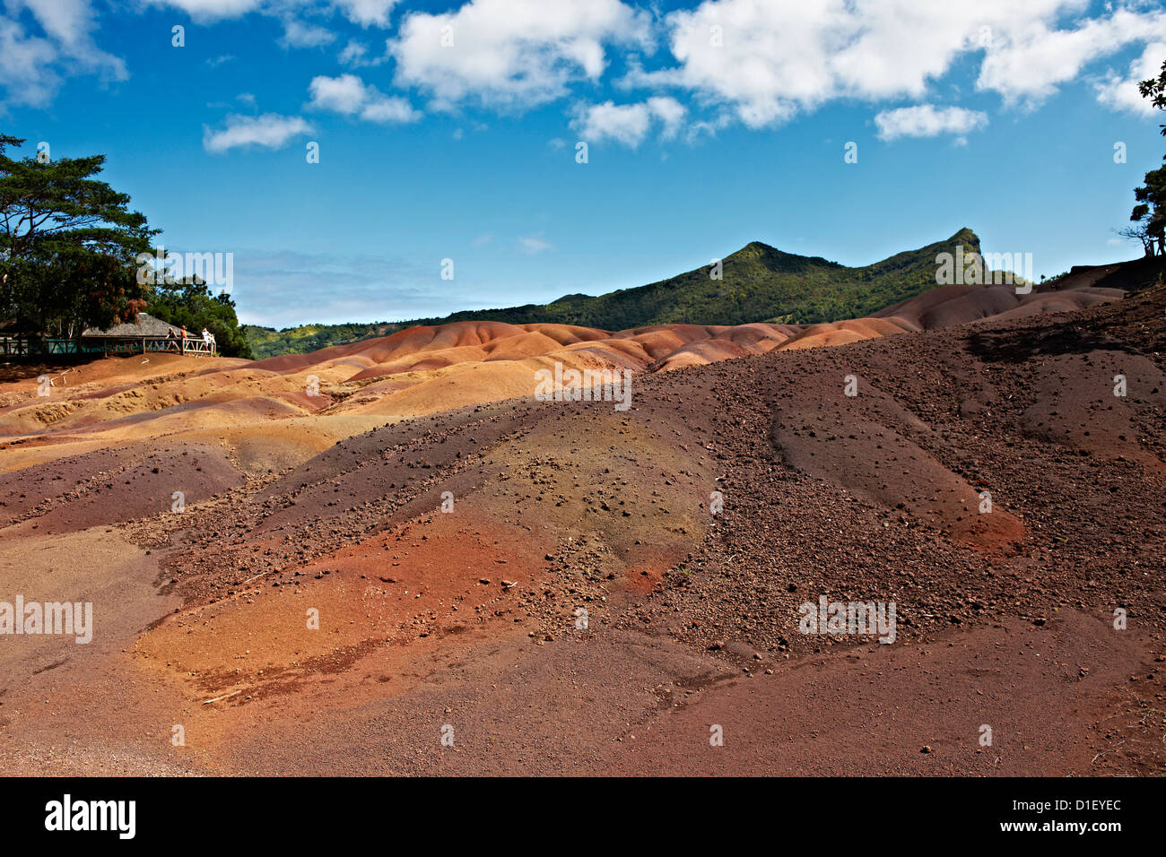 Sieben farbige Erden, in der Nähe von Chamarel, Mauritius, Inseln im Indischen Ozean Stockfoto