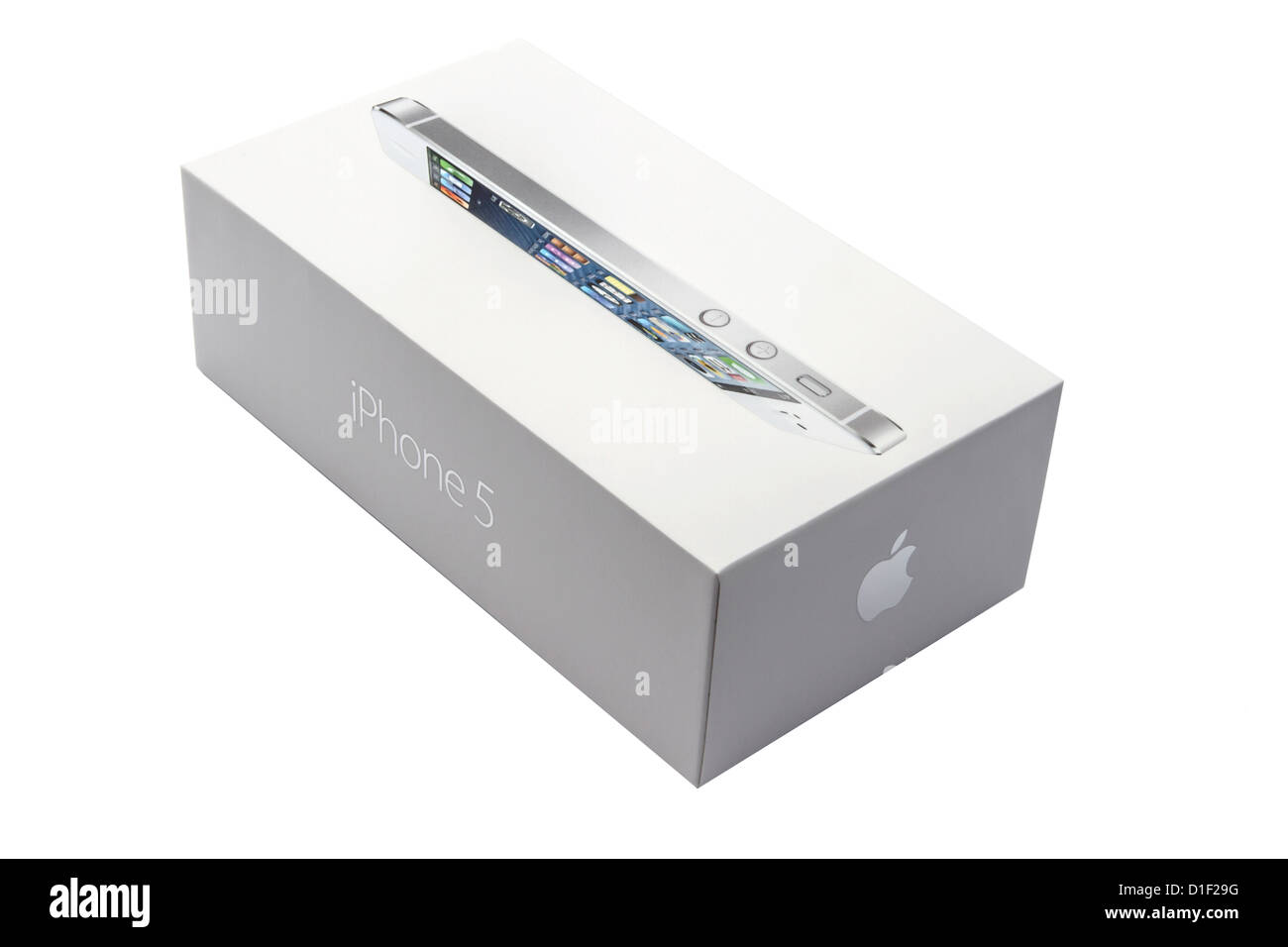 iPhone 5 Kasten isoliert auf weißem Hintergrund Stockfoto