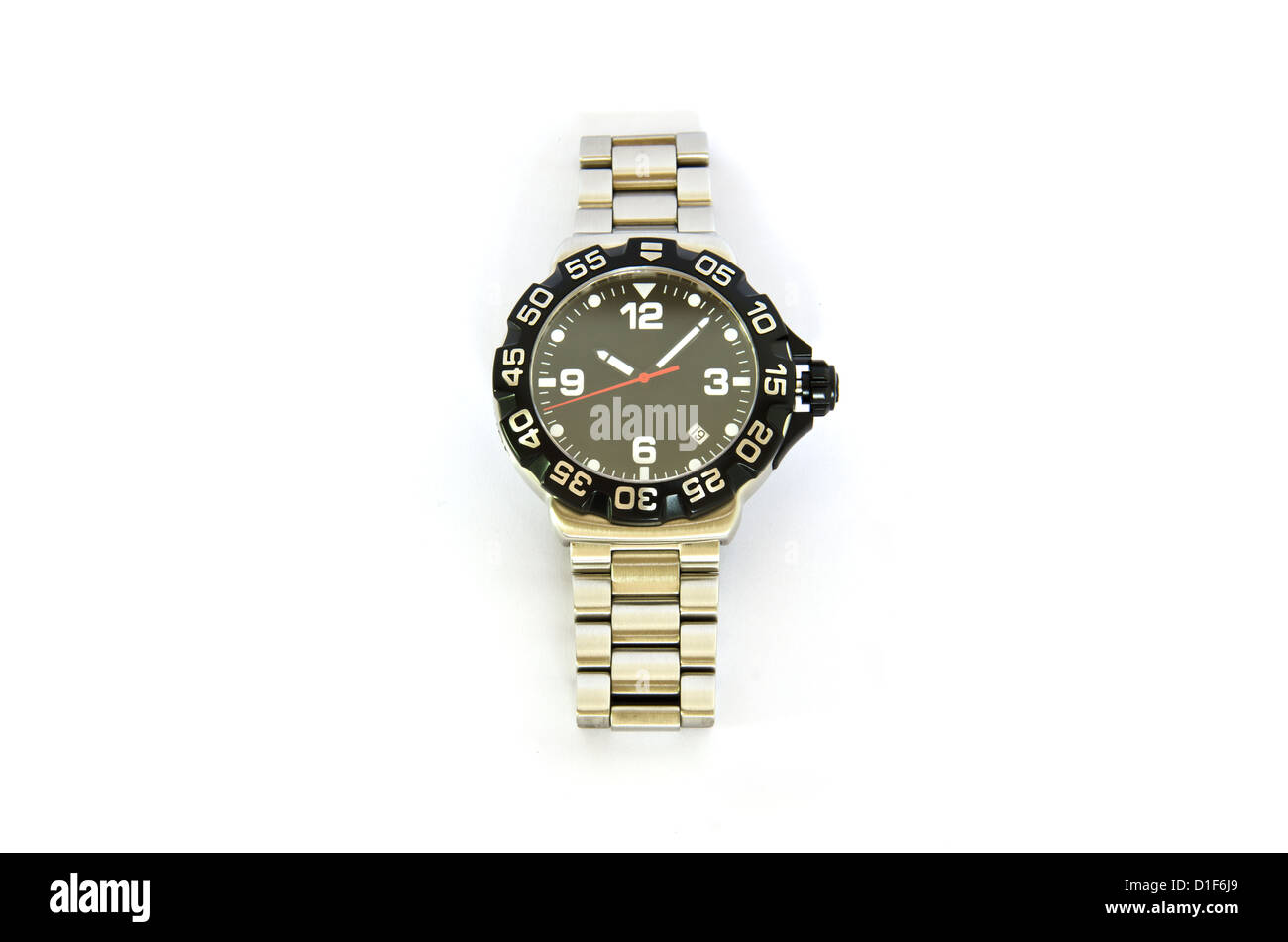 Armbanduhren für Männer auf einem weißen Hintergrund. Stockfoto